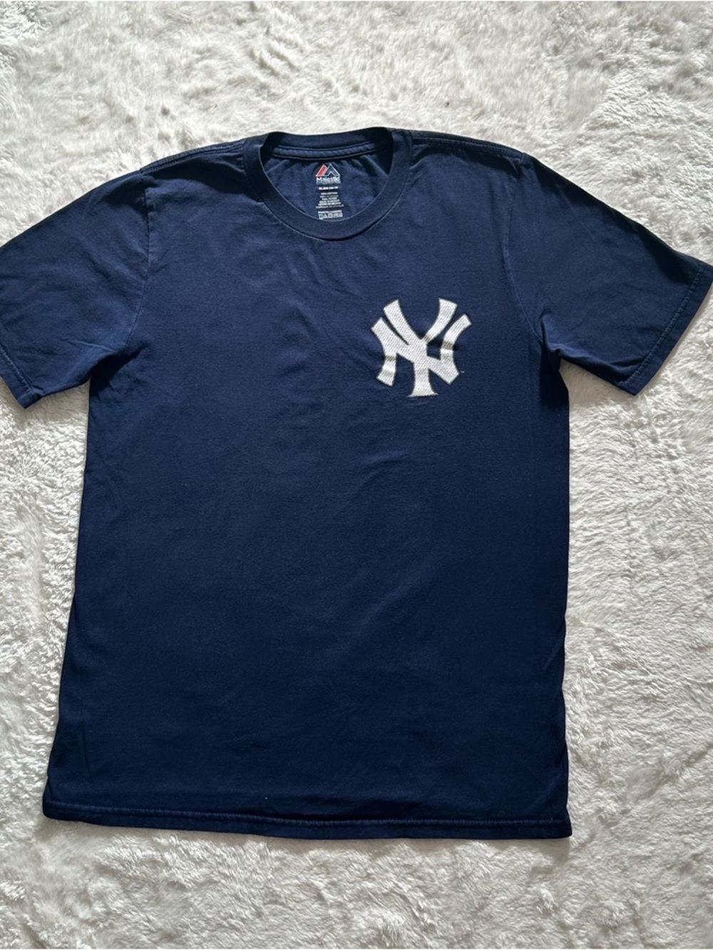 Derek Jeter NY Yankees Majestic Shirt Youth XL Adult S/M Faux Stitch #2 Navy